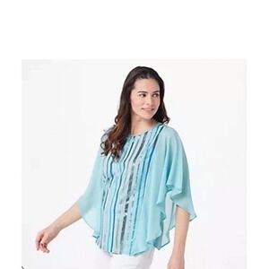 Bob Mackie Sequin Blouse Champagne Color XL Batwing Sleeve Wearable Art Unique